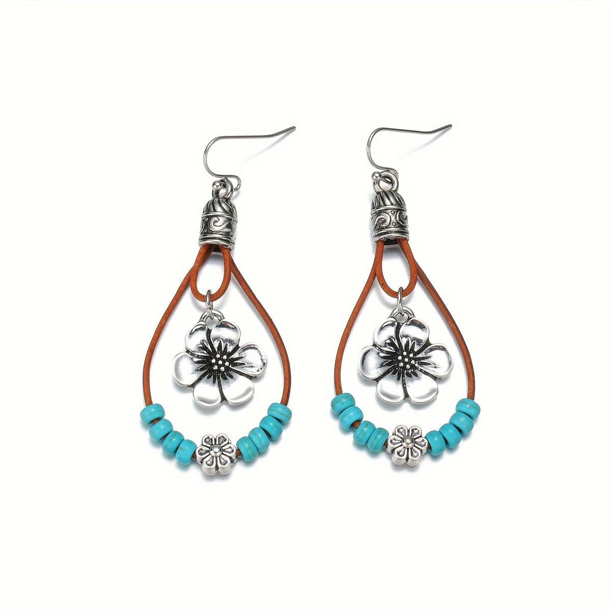 Floral Beaded Drop Earrings