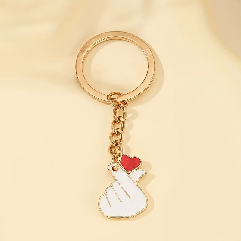 Red Heart Finger Charm Keychain