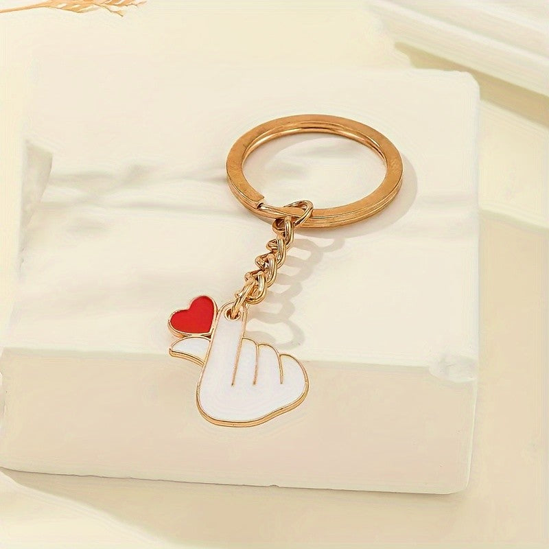 Red Heart Finger Charm Keychain