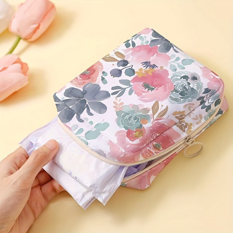 Floral Zippered Storage Pouch
