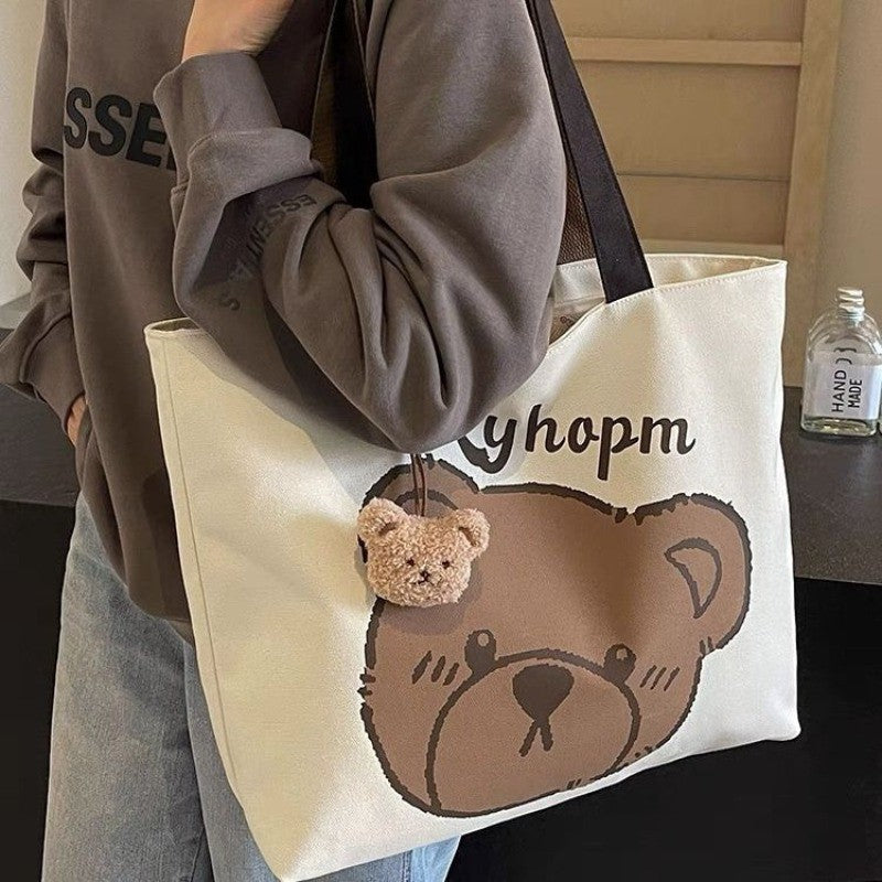 Bear Face Canvas Tote