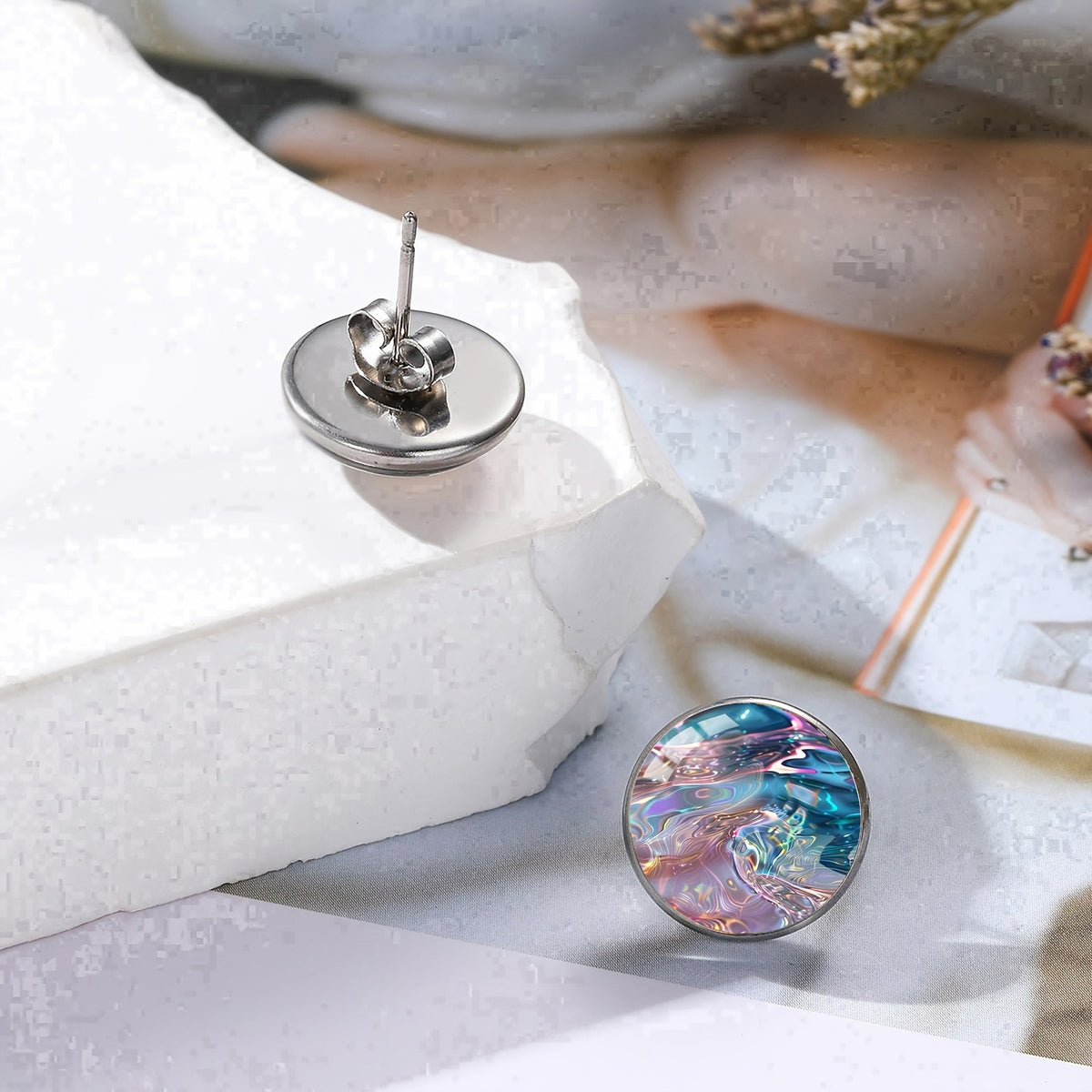 Iridescent Galaxy Stud Earrings