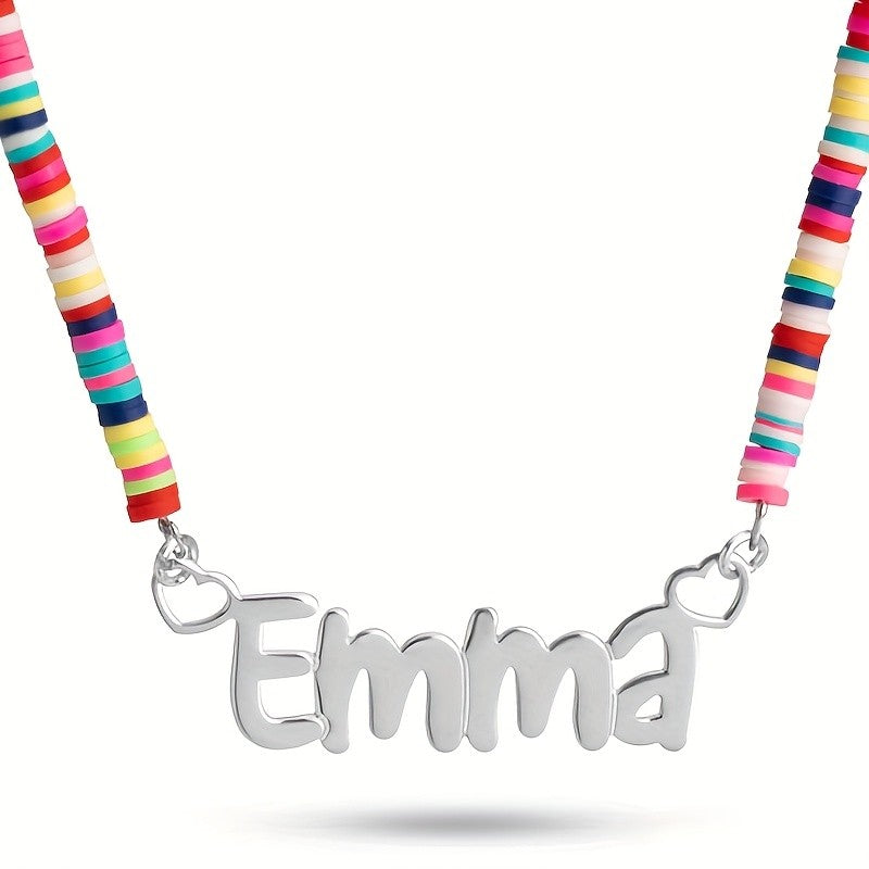 Personalized Rainbow Bead Name Necklace