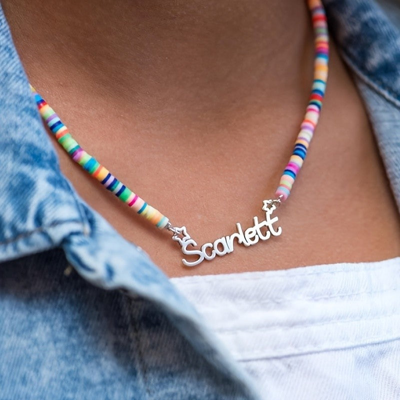 Personalized Rainbow Bead Name Necklace