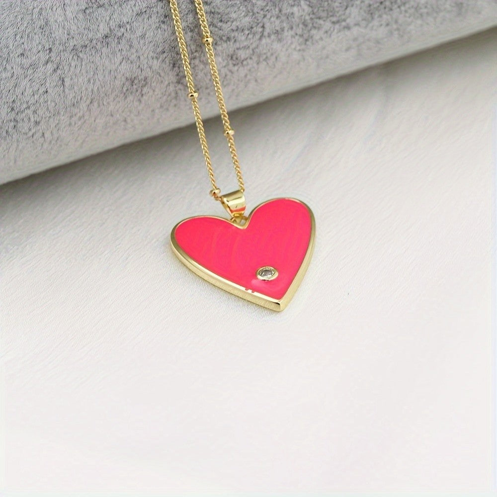 Enamel Heart Pendant Necklace