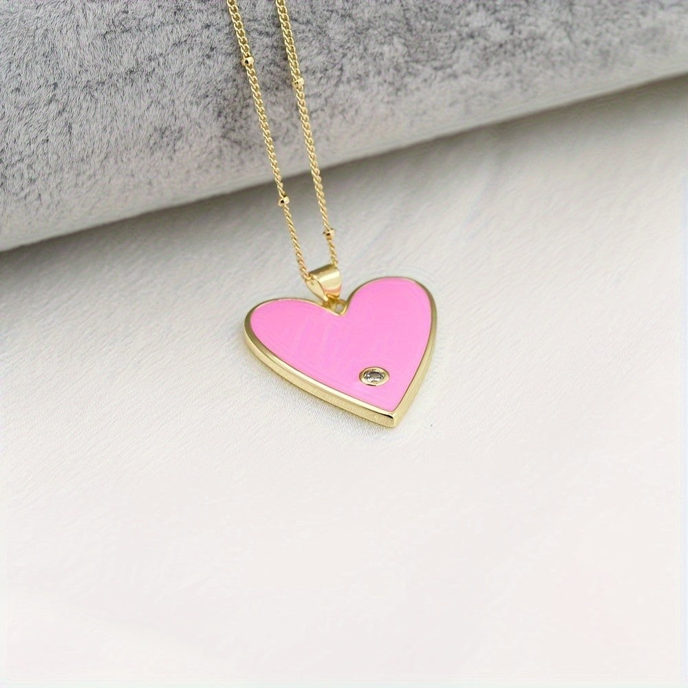 Enamel Heart Pendant Necklace