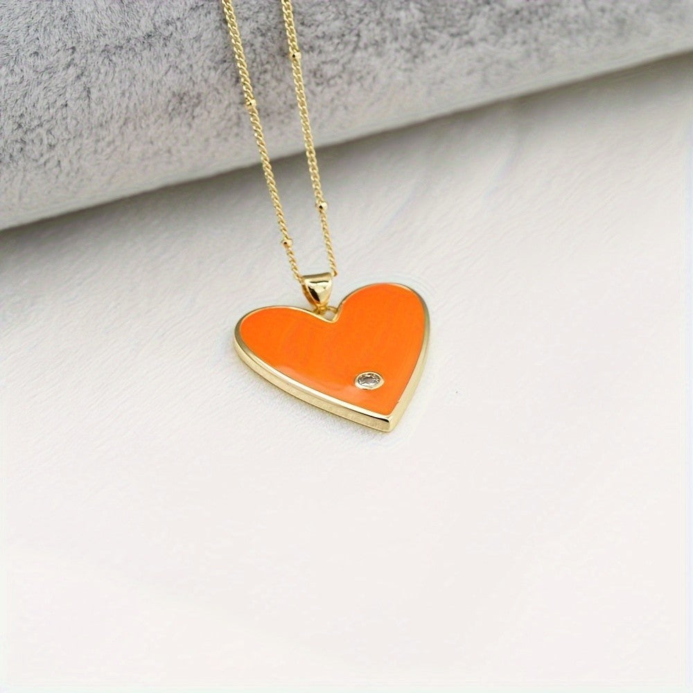 Enamel Heart Pendant Necklace