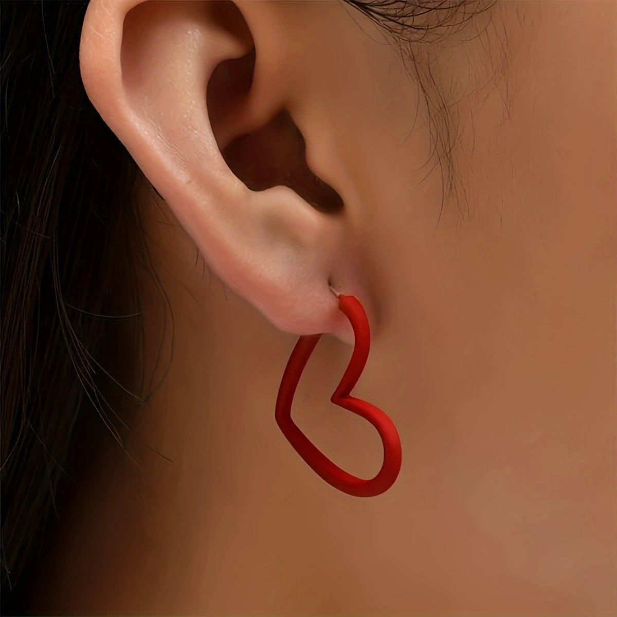 Open Heart Wire Drop Earrings