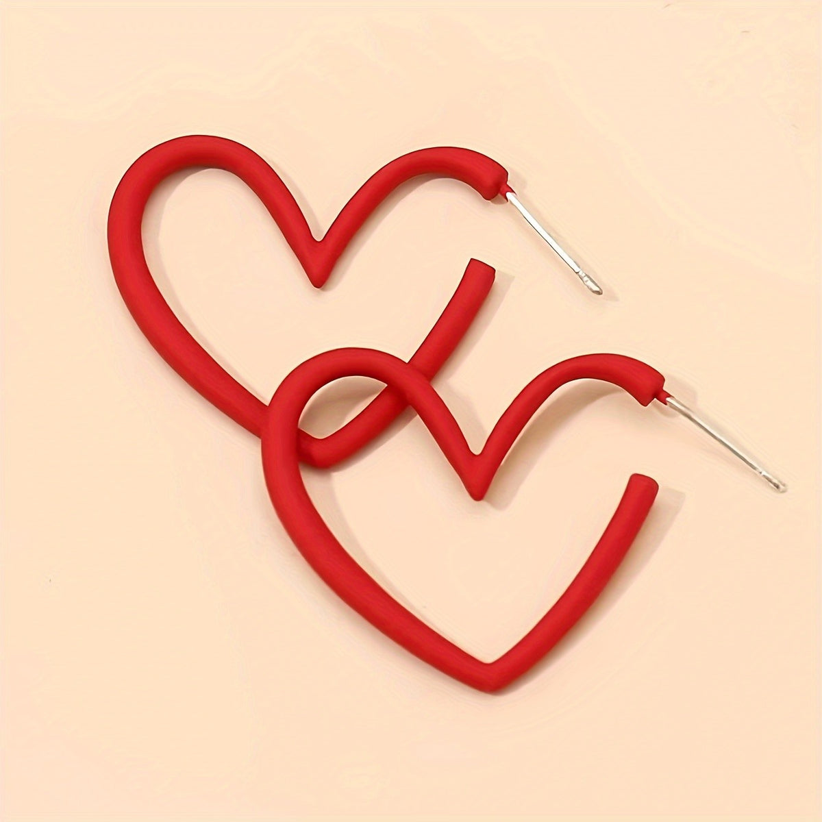 Open Heart Wire Drop Earrings