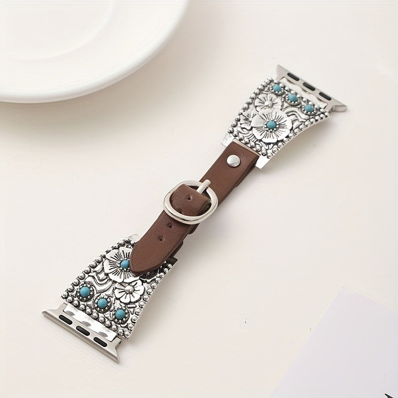 Turquoise Floral Relief Watch Strap