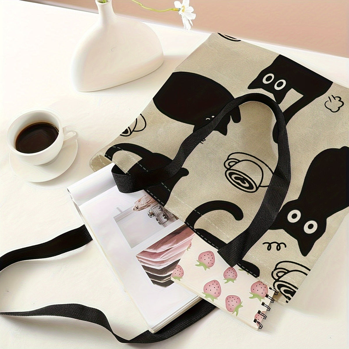 Black Cat & Coffee Tote Bag