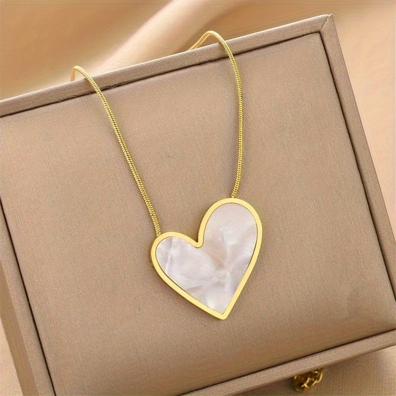 Marbled Heart Outline Necklace