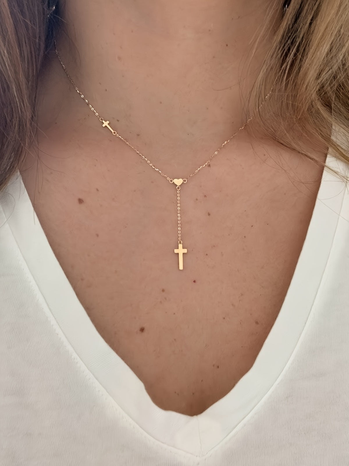 Mini Cross & Heart Y-Necklace