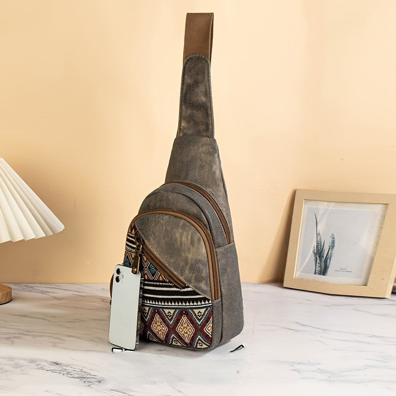 Geometric Pattern Canvas Sling Bag
