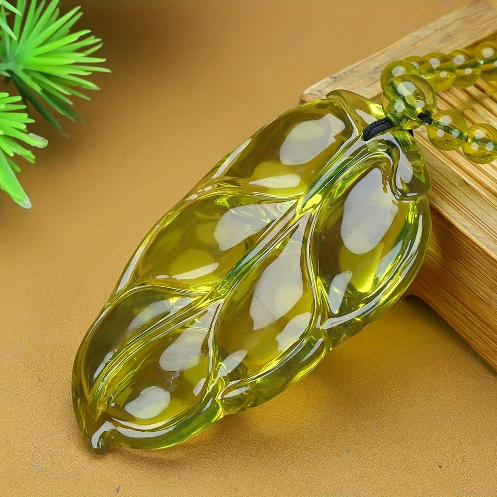 Amber Leaf Pendant Necklace