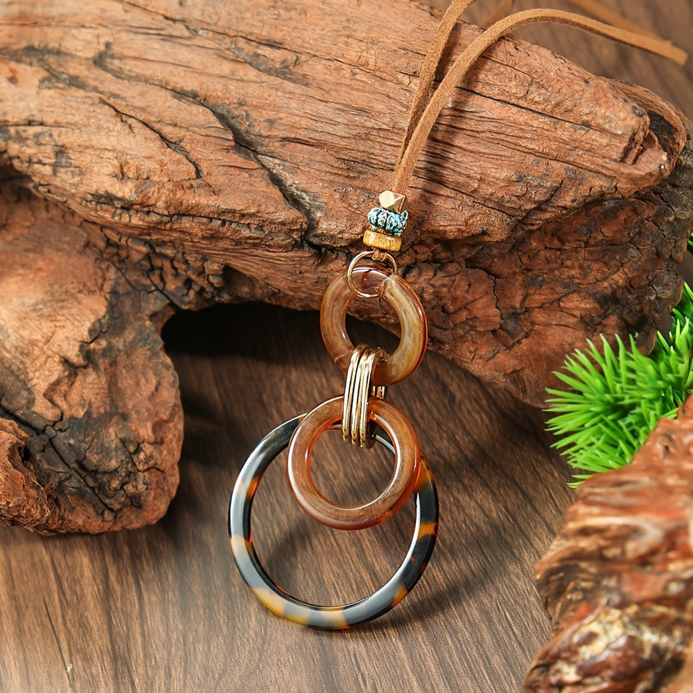 Tortoiseshell Circle Pendant Necklace