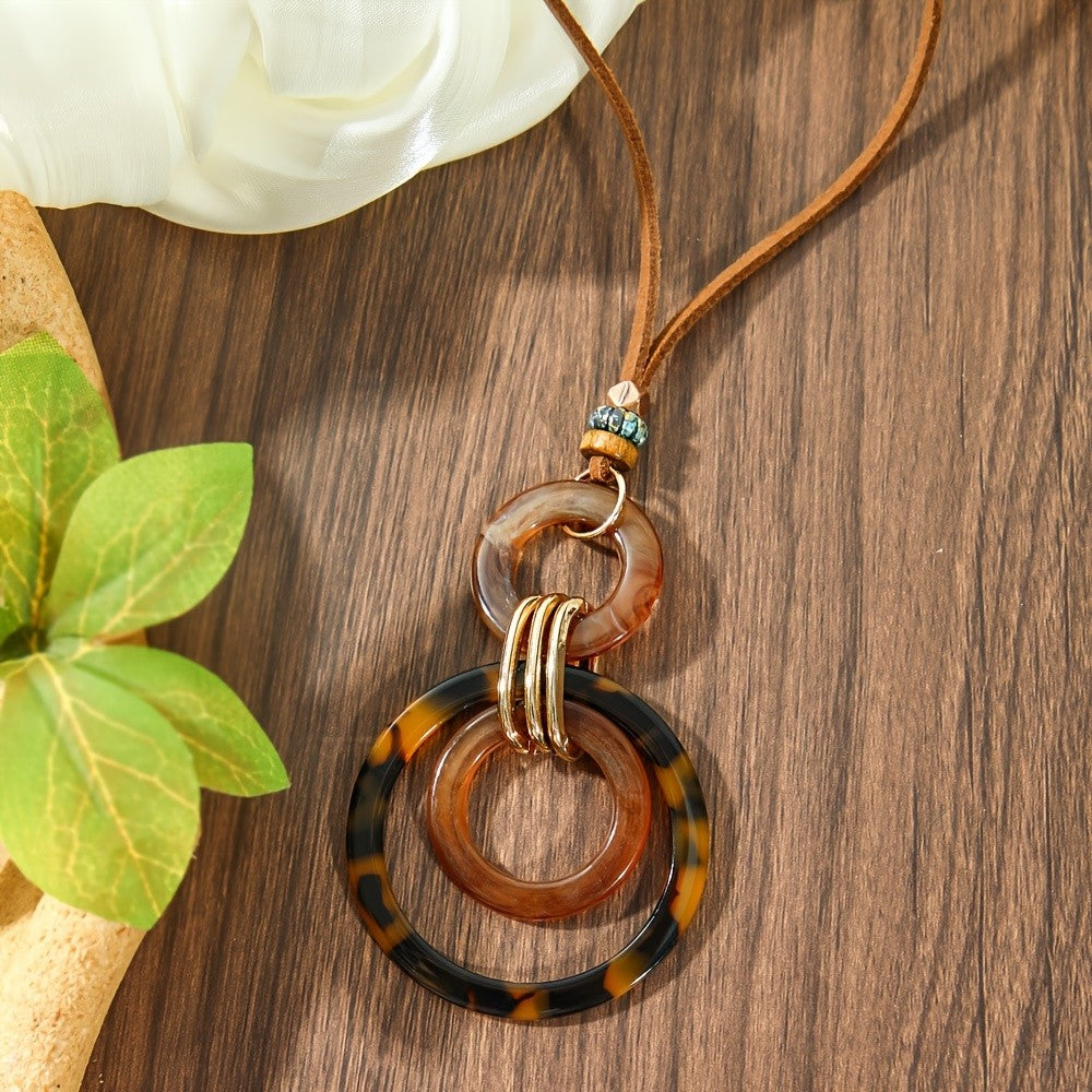 Tortoiseshell Circle Pendant Necklace