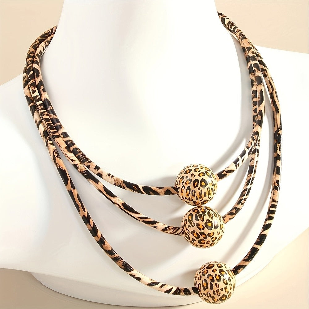 Leopard Print Layered Necklace