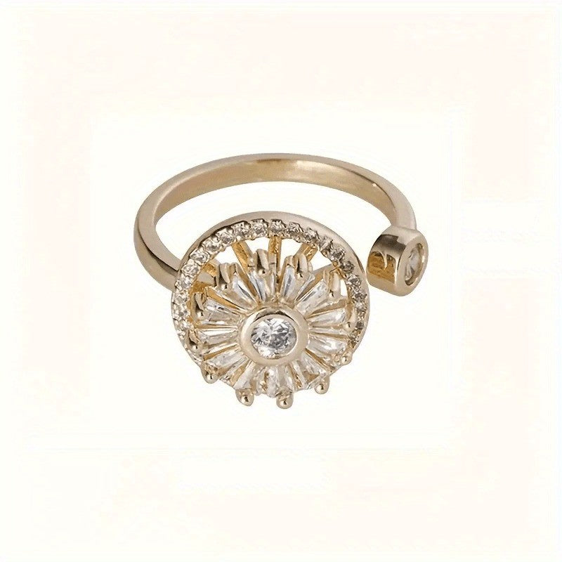 Round Crystal Halo Ring