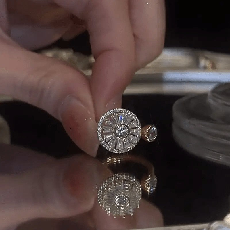 Round Crystal Halo Ring