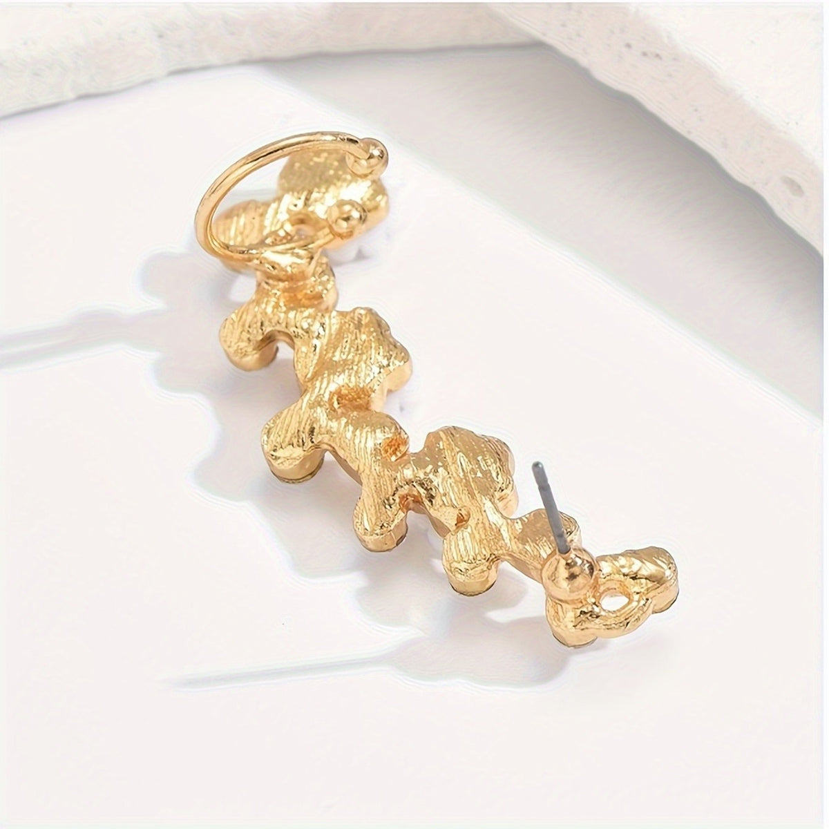 White Flower Crystal Ear Cuff