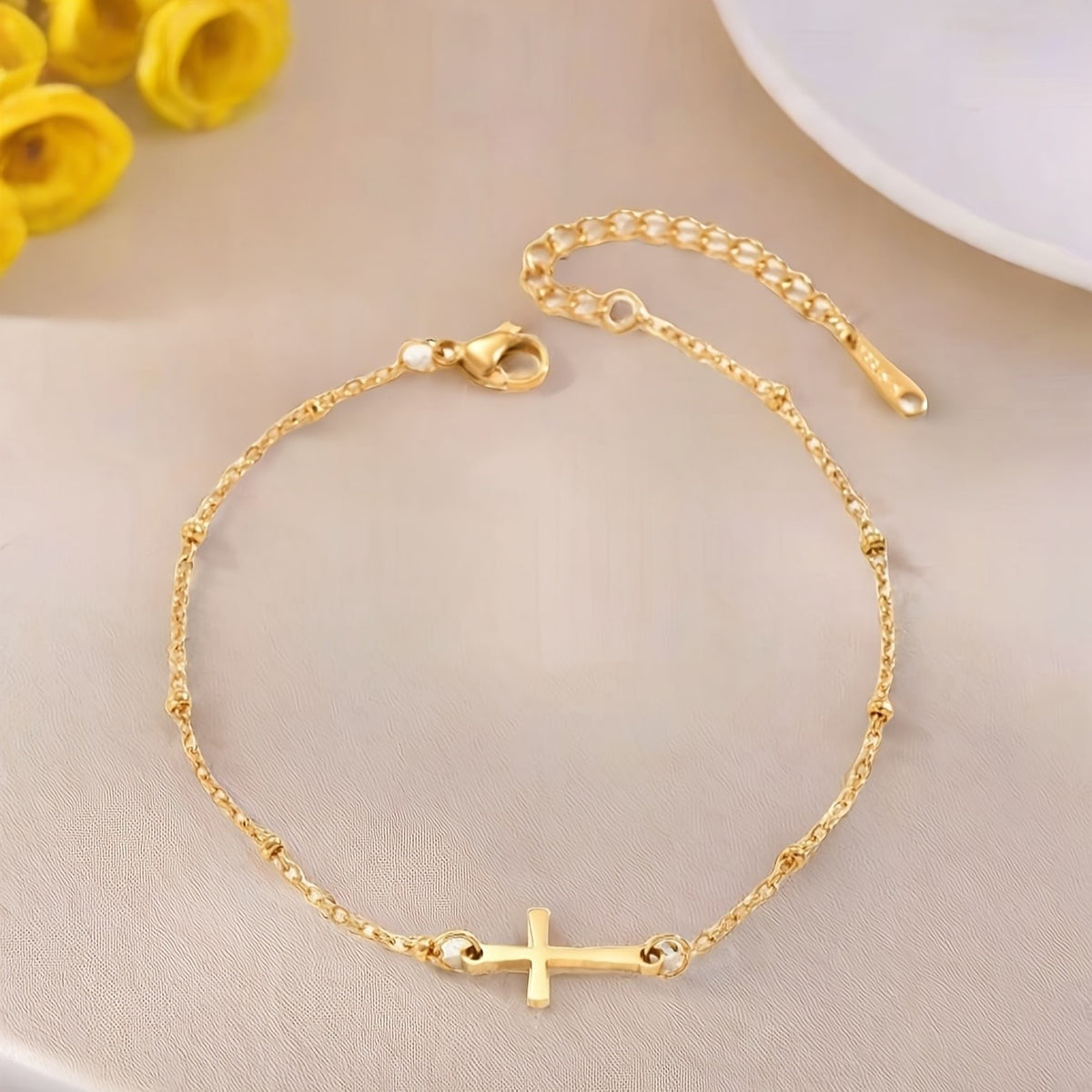 Sideways Cross Anklet