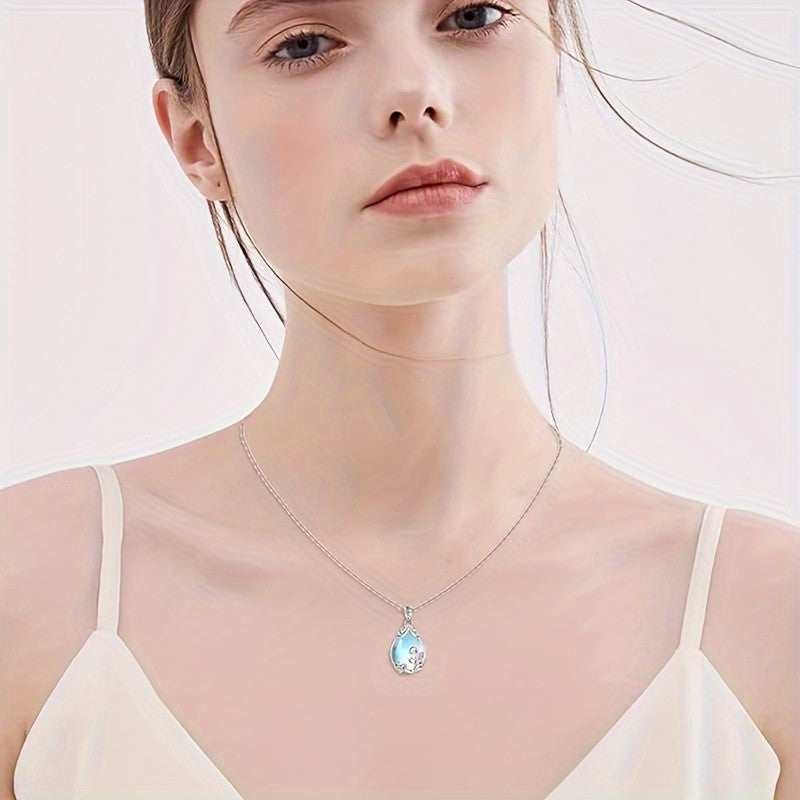 Scroll Moonstone Teardrop Necklace