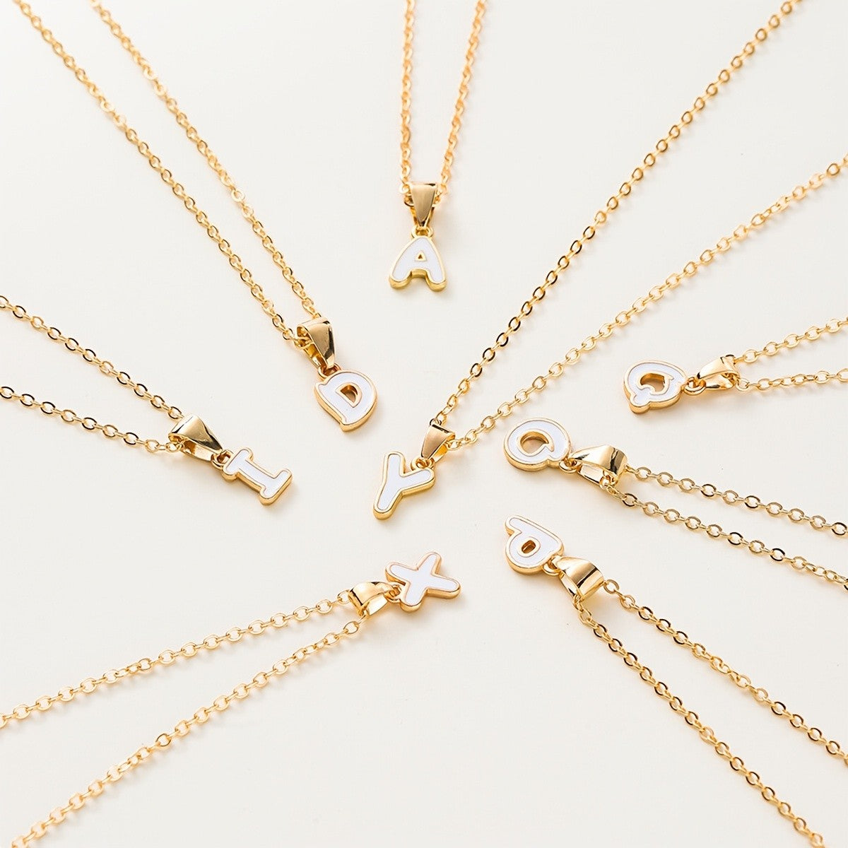 White Enamel Initial Necklace