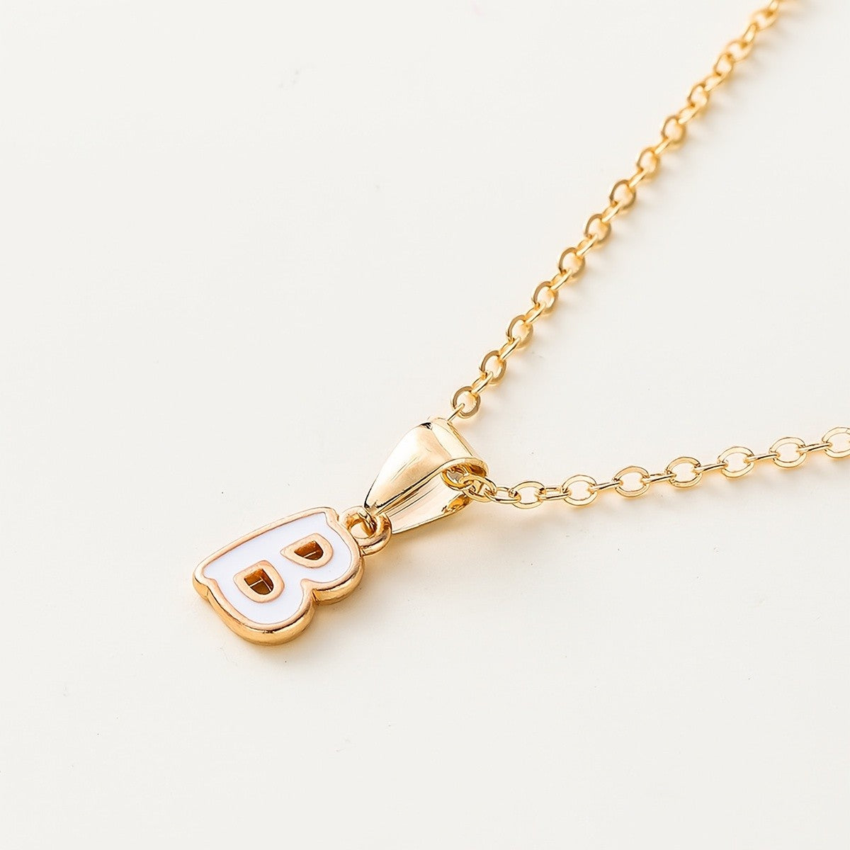 White Enamel Initial Necklace