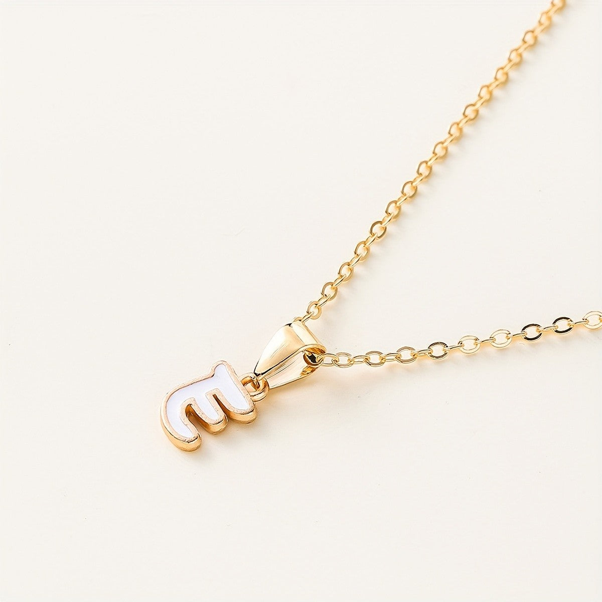 White Enamel Initial Necklace