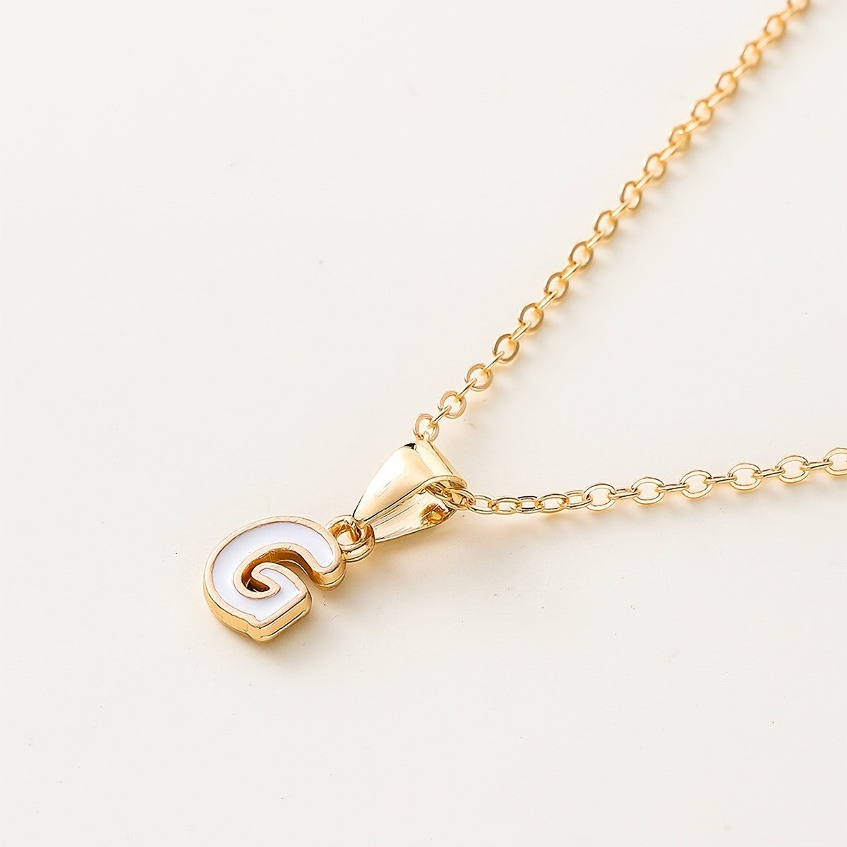 White Enamel Initial Necklace