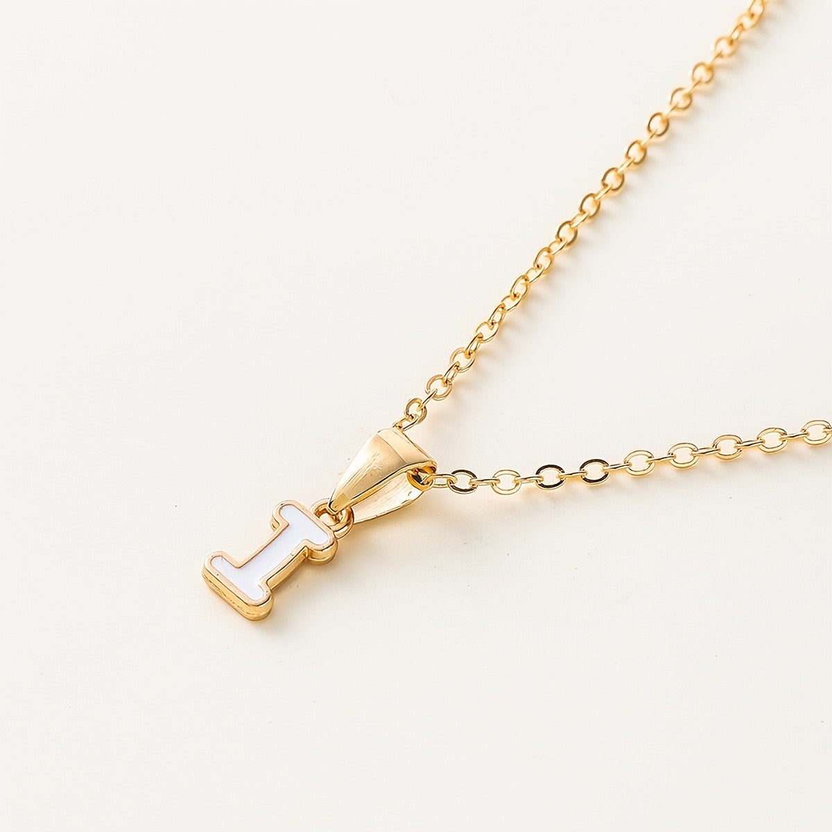 White Enamel Initial Necklace
