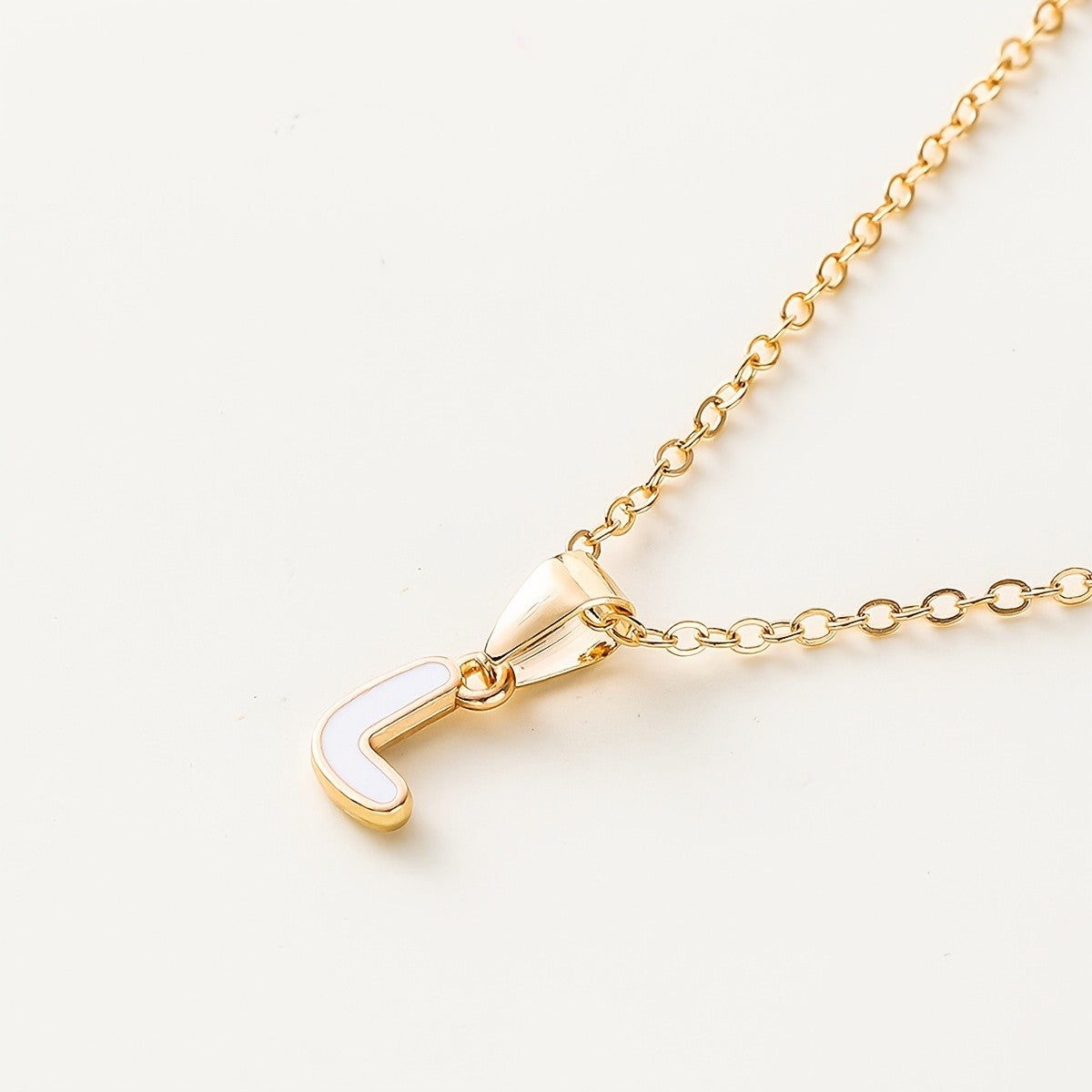 White Enamel Initial Necklace