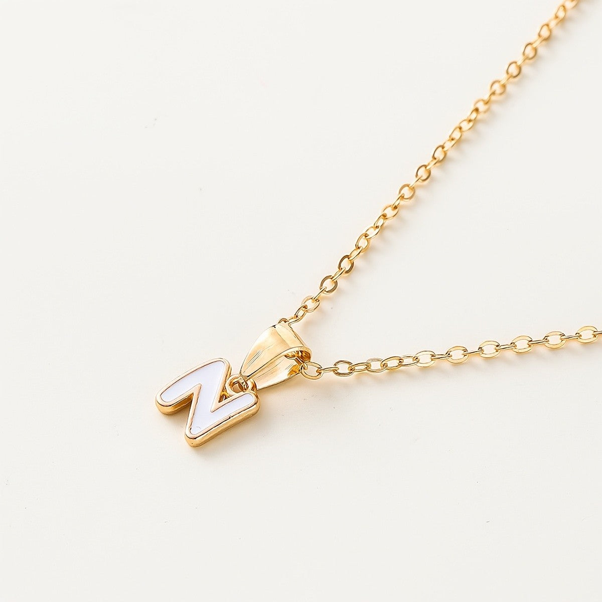 White Enamel Initial Necklace