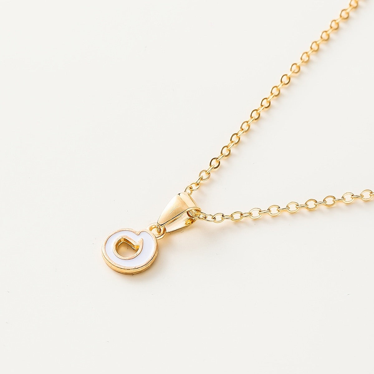 White Enamel Initial Necklace