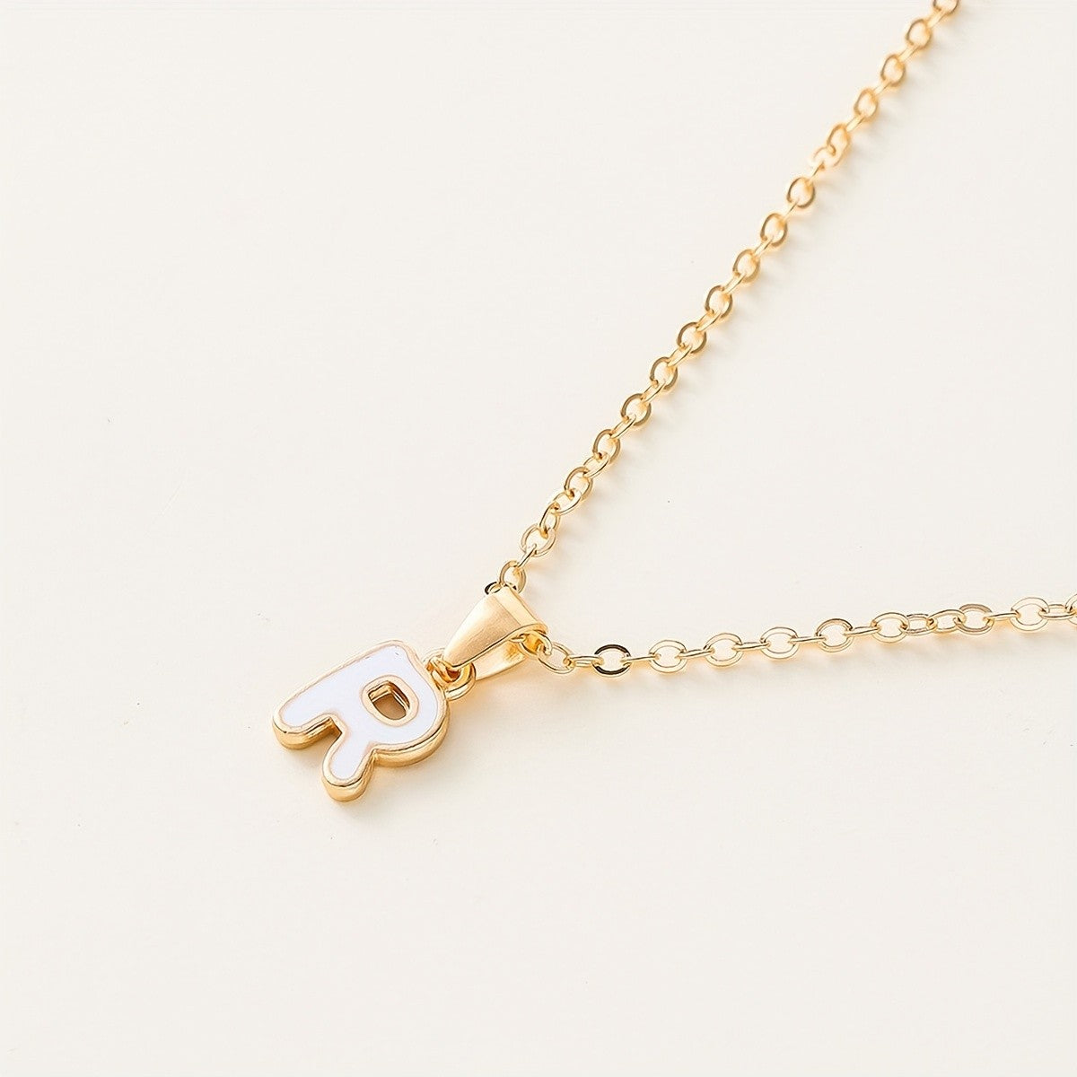 White Enamel Initial Necklace