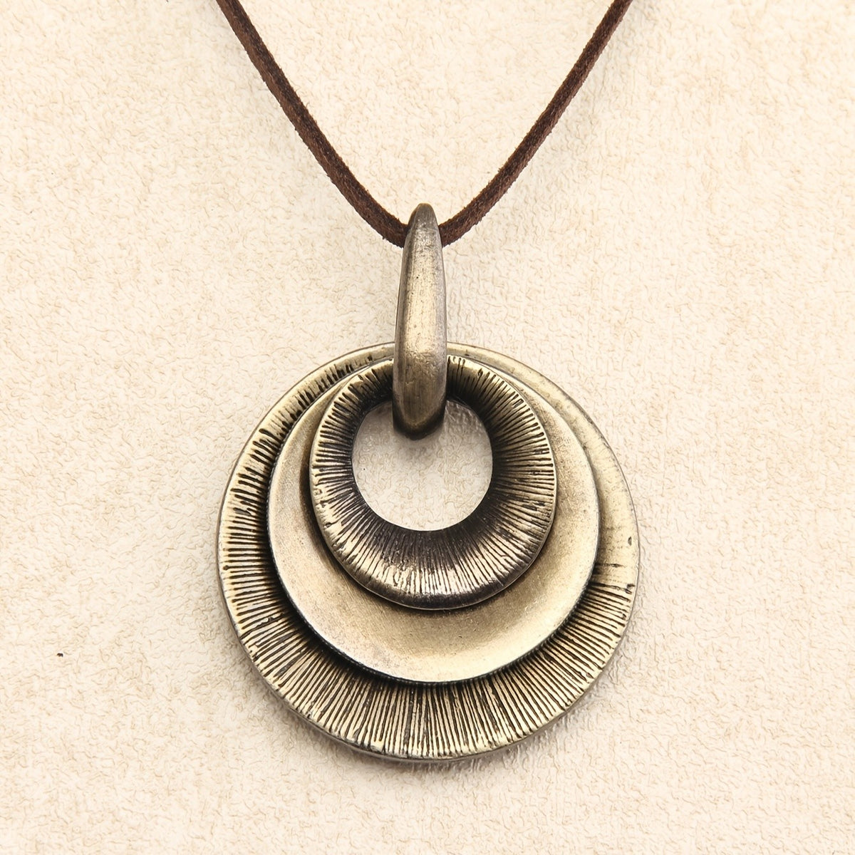 Concentric Circle Wood Pendant Necklace