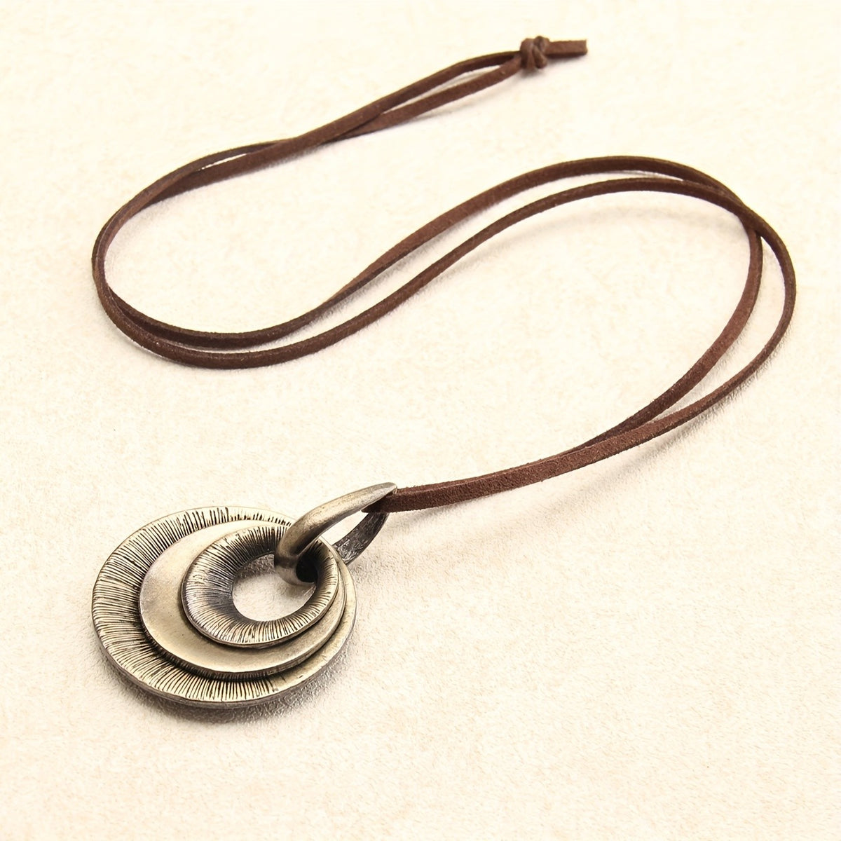 Concentric Circle Wood Pendant Necklace