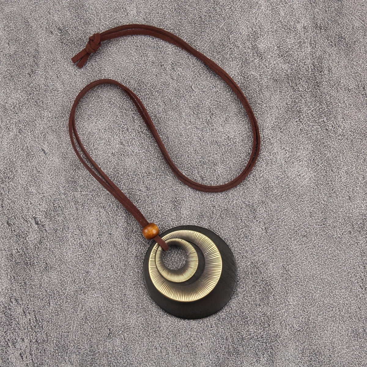 Concentric Circle Wood Pendant Necklace