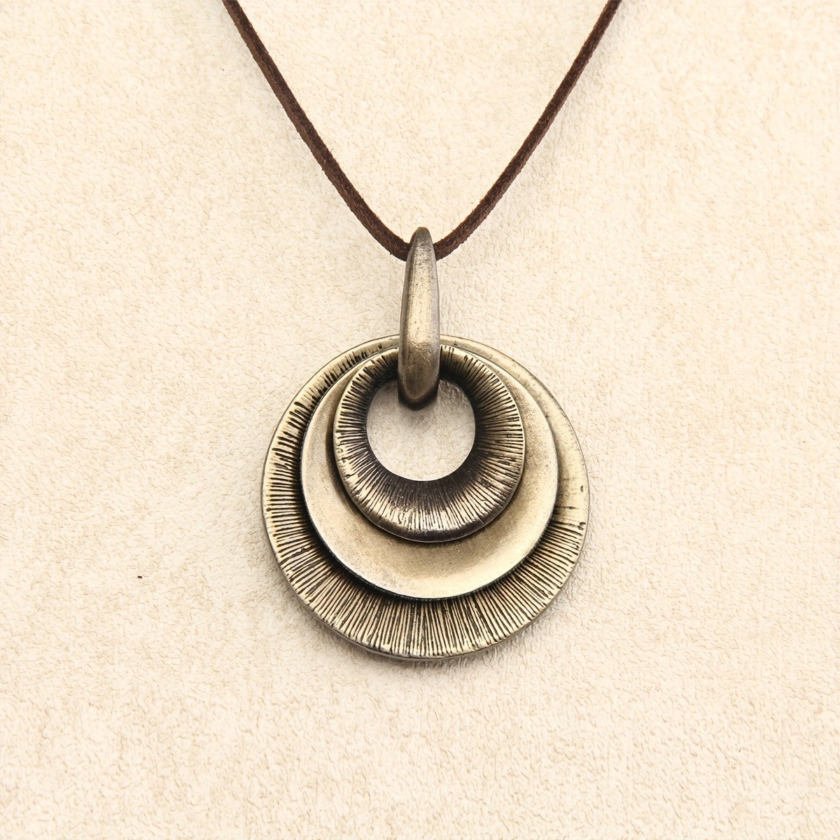 Concentric Circle Wood Pendant Necklace