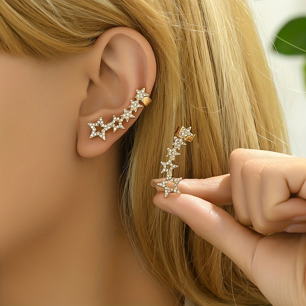 Rhinestone Star Ear Cuff