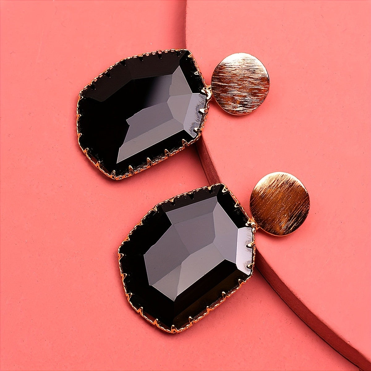 Faceted Geometric Drop Earrings