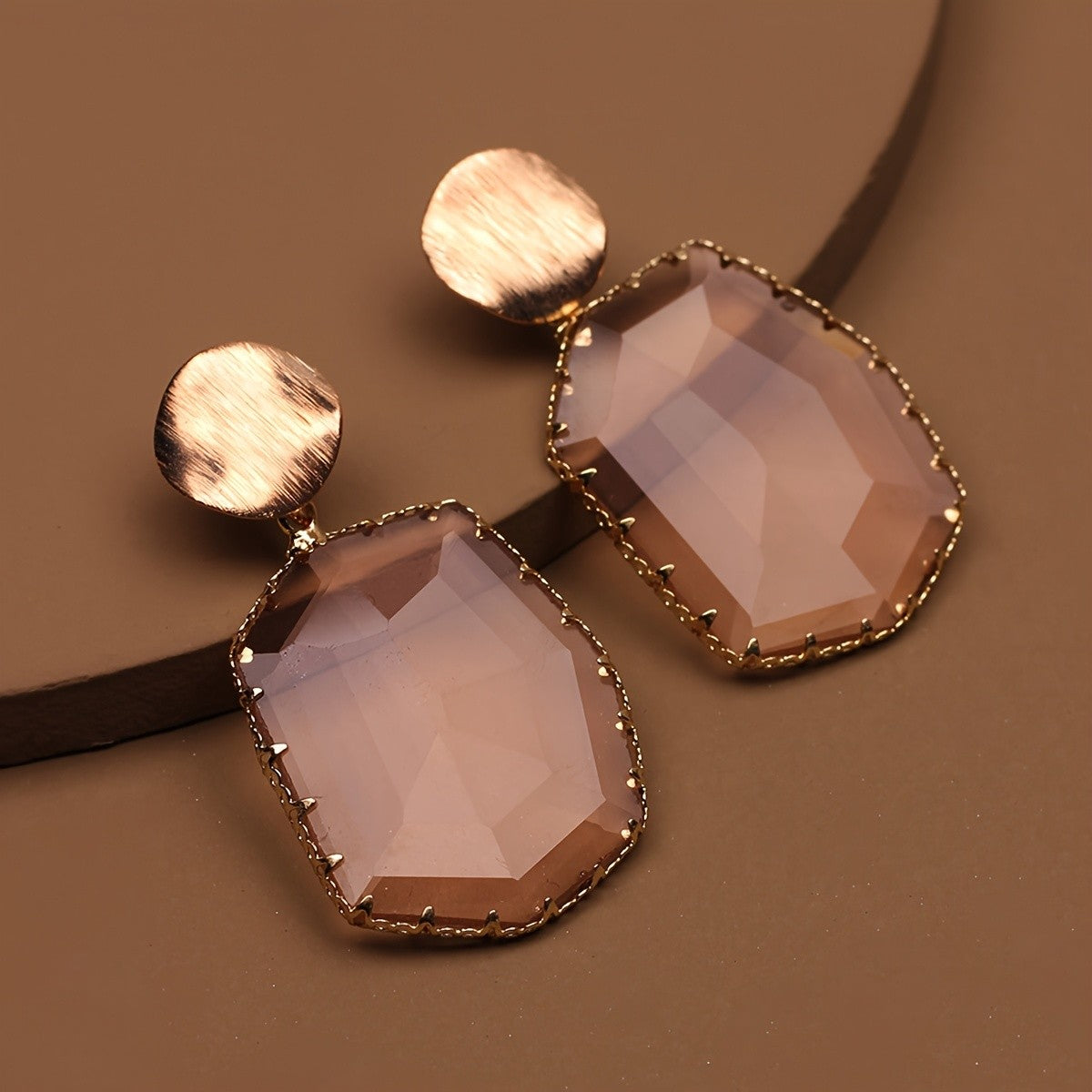 Faceted Geometric Drop Earrings