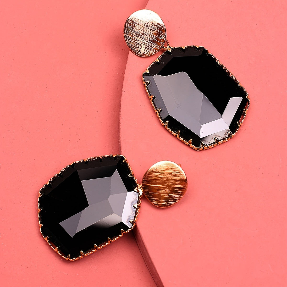 Faceted Geometric Drop Earrings