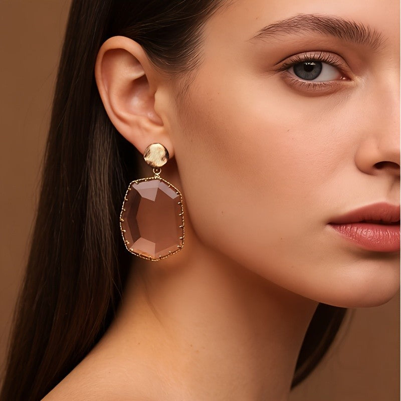 Faceted Geometric Drop Earrings