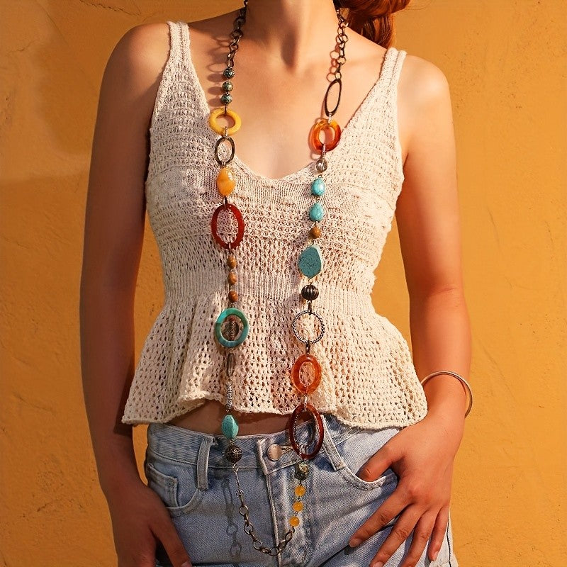 Mixed Resin & Turquoise Link Necklace