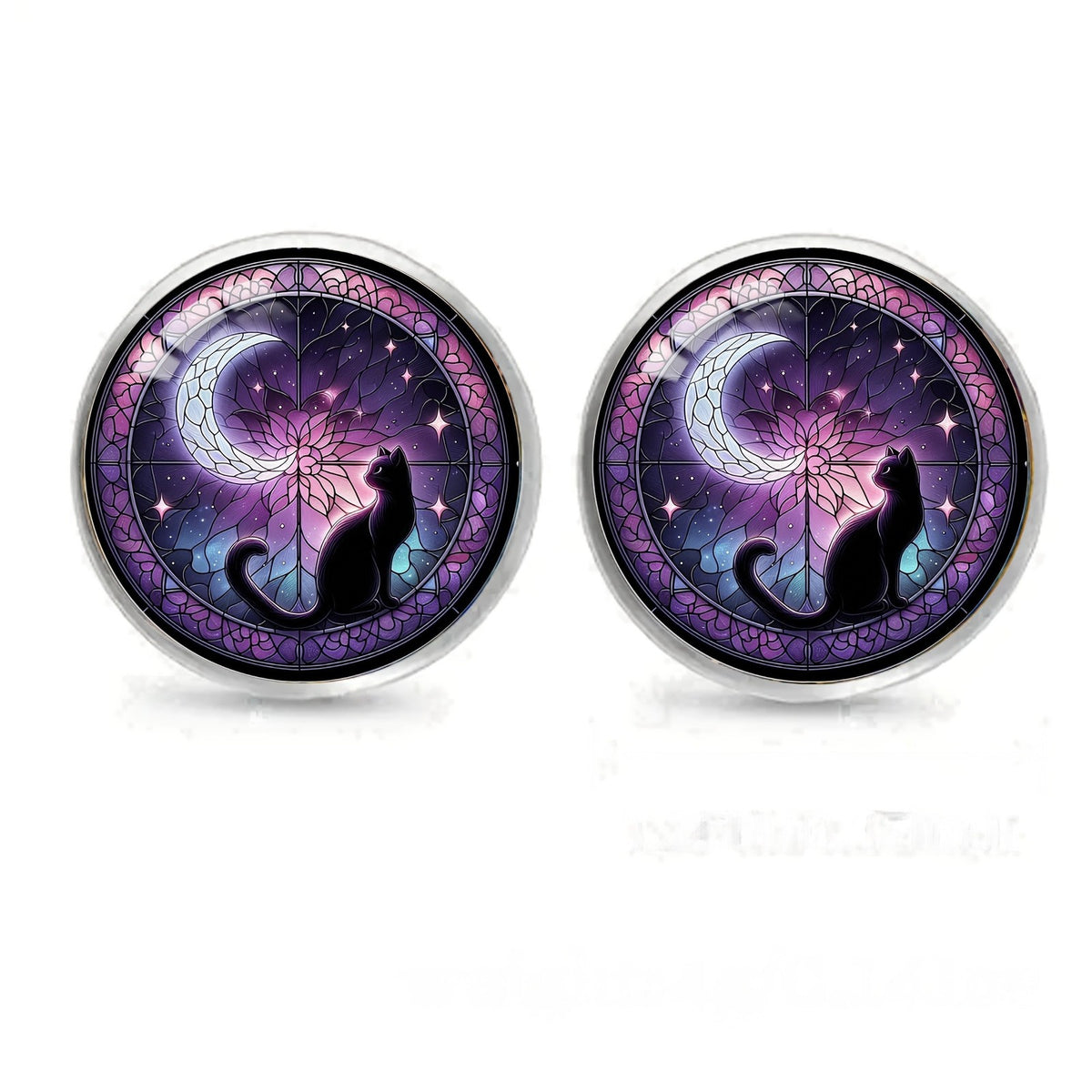 Stained Glass Cat Stud Earrings