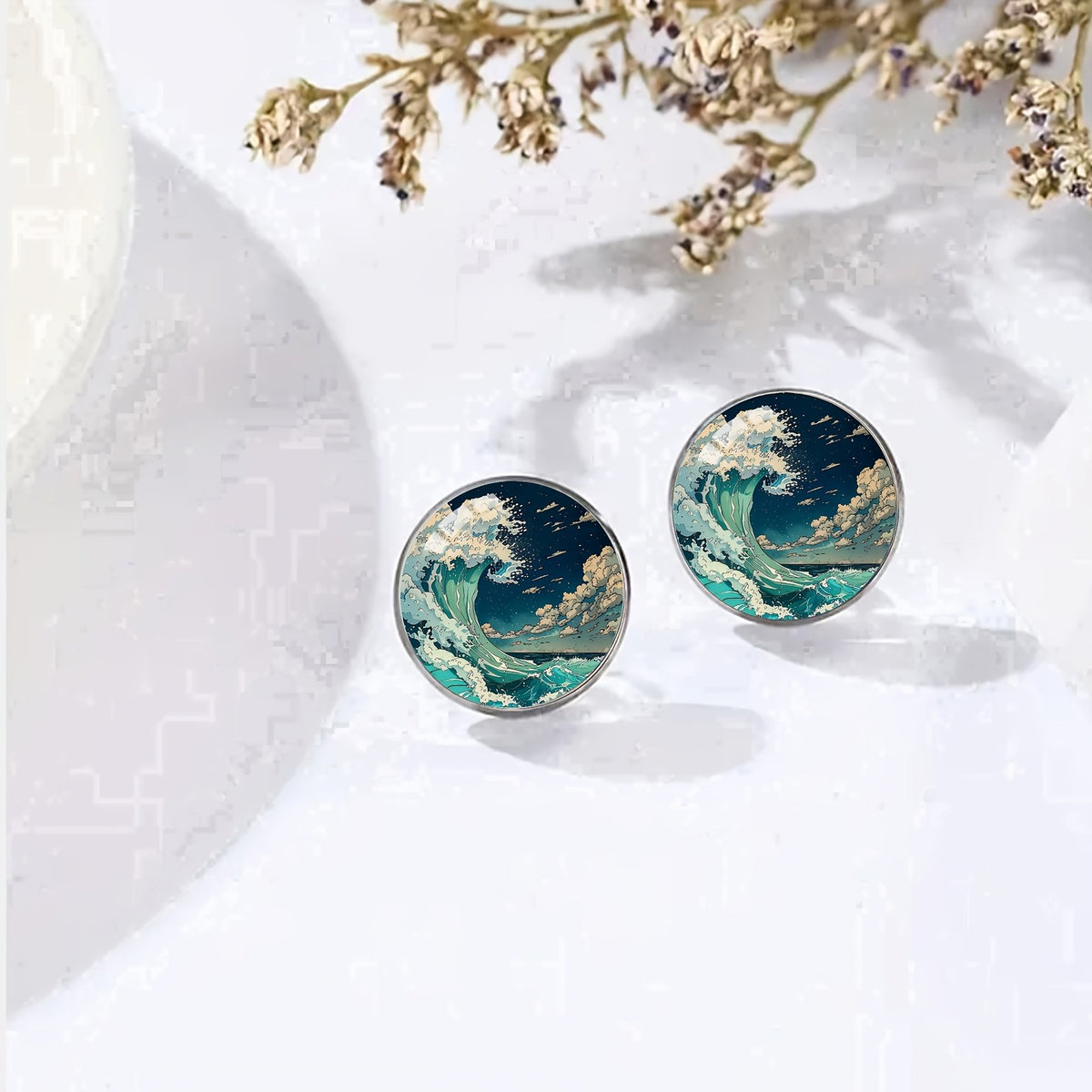 Ocean Wave Stud Earrings