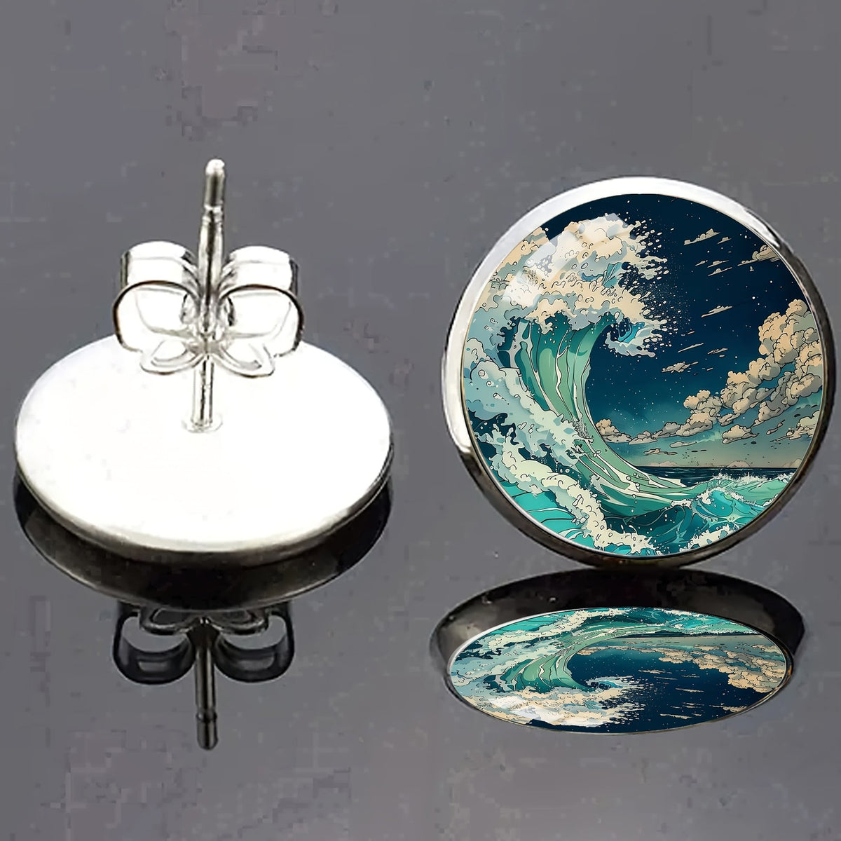 Ocean Wave Stud Earrings