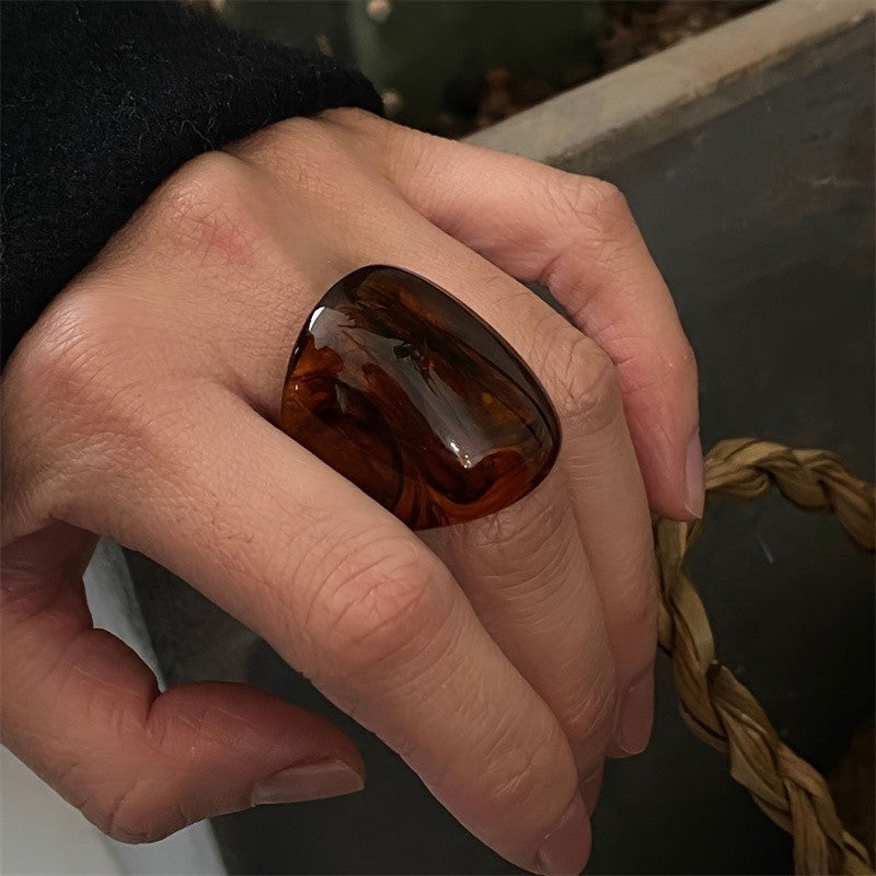 Amber Swirl Resin Ring